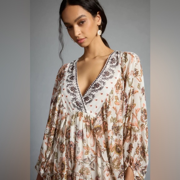 Anthropologie V-Neck Long-Sleeve Maxi Dress - Picture 11 of 15